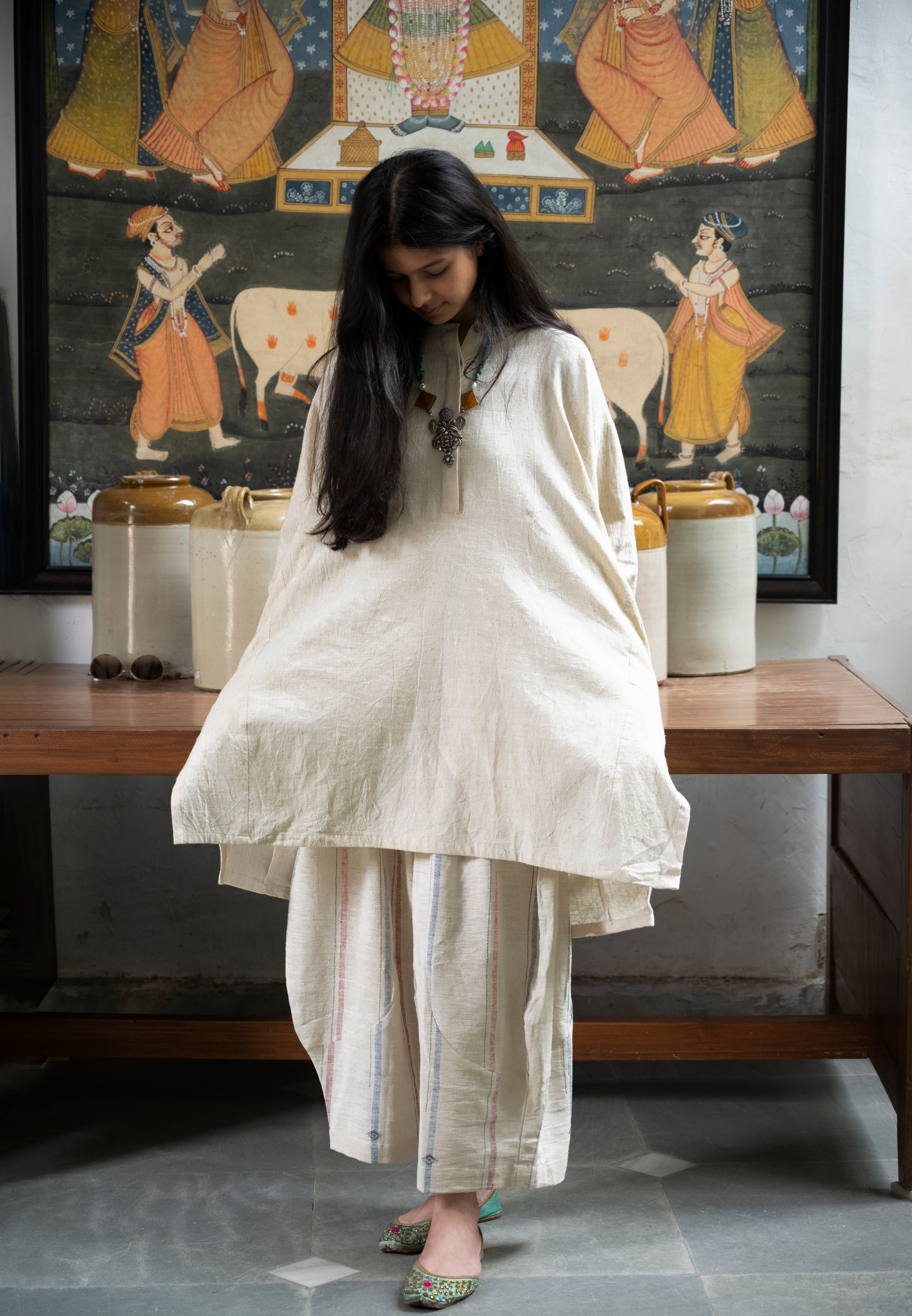 Izar with kurta Off White