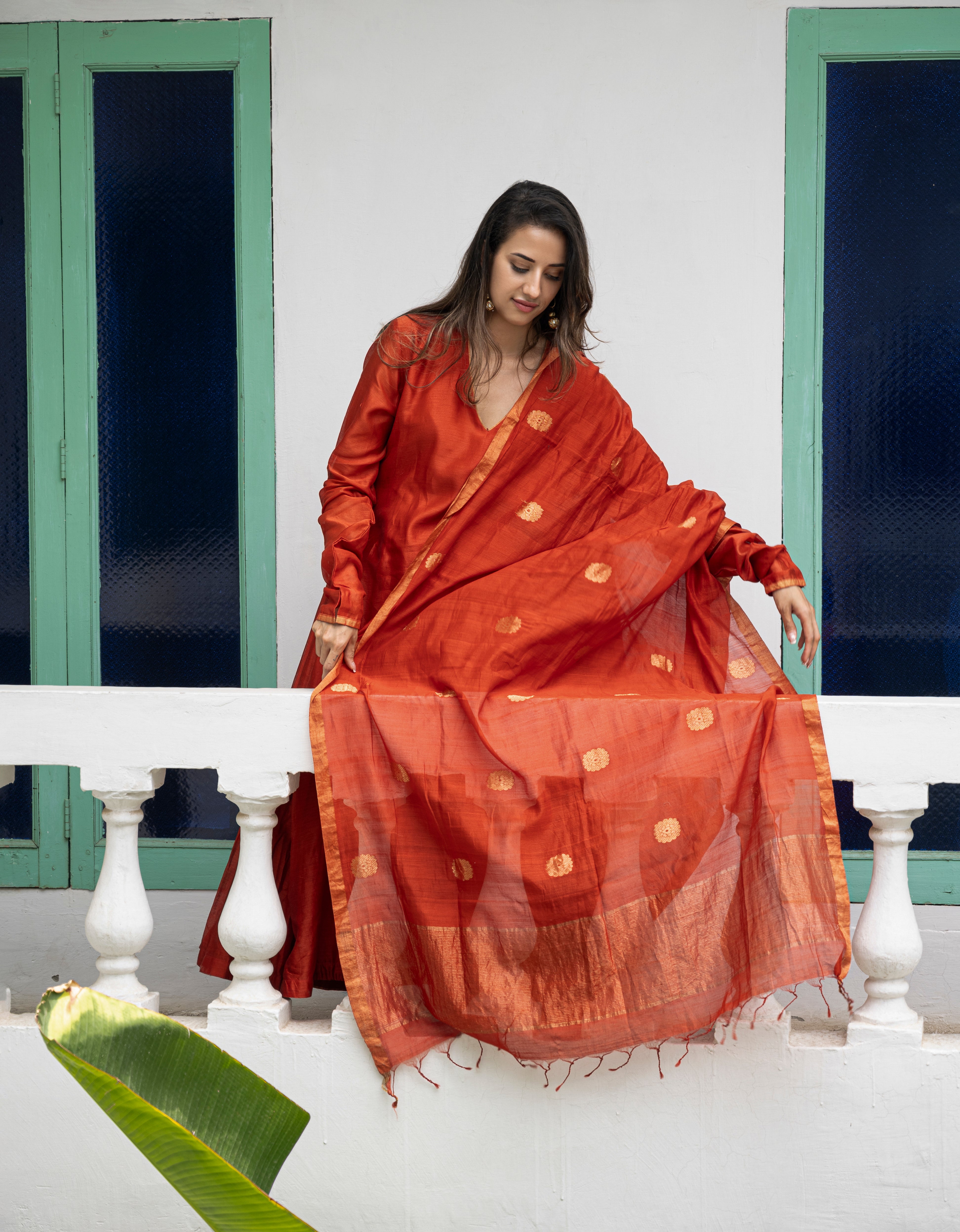 Pure Chanderi Silk With Zari Motifs