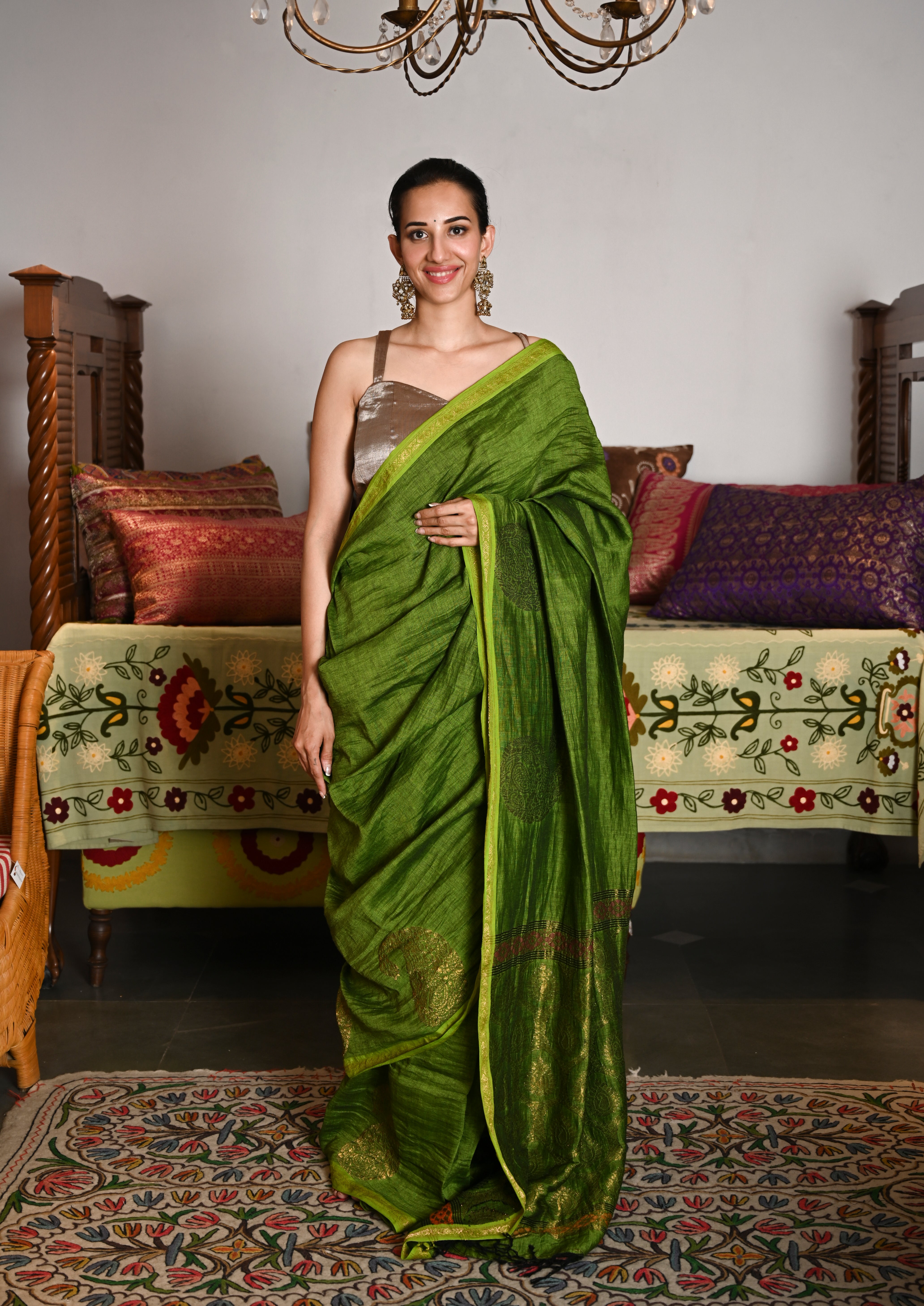 Green Rajwada Saree