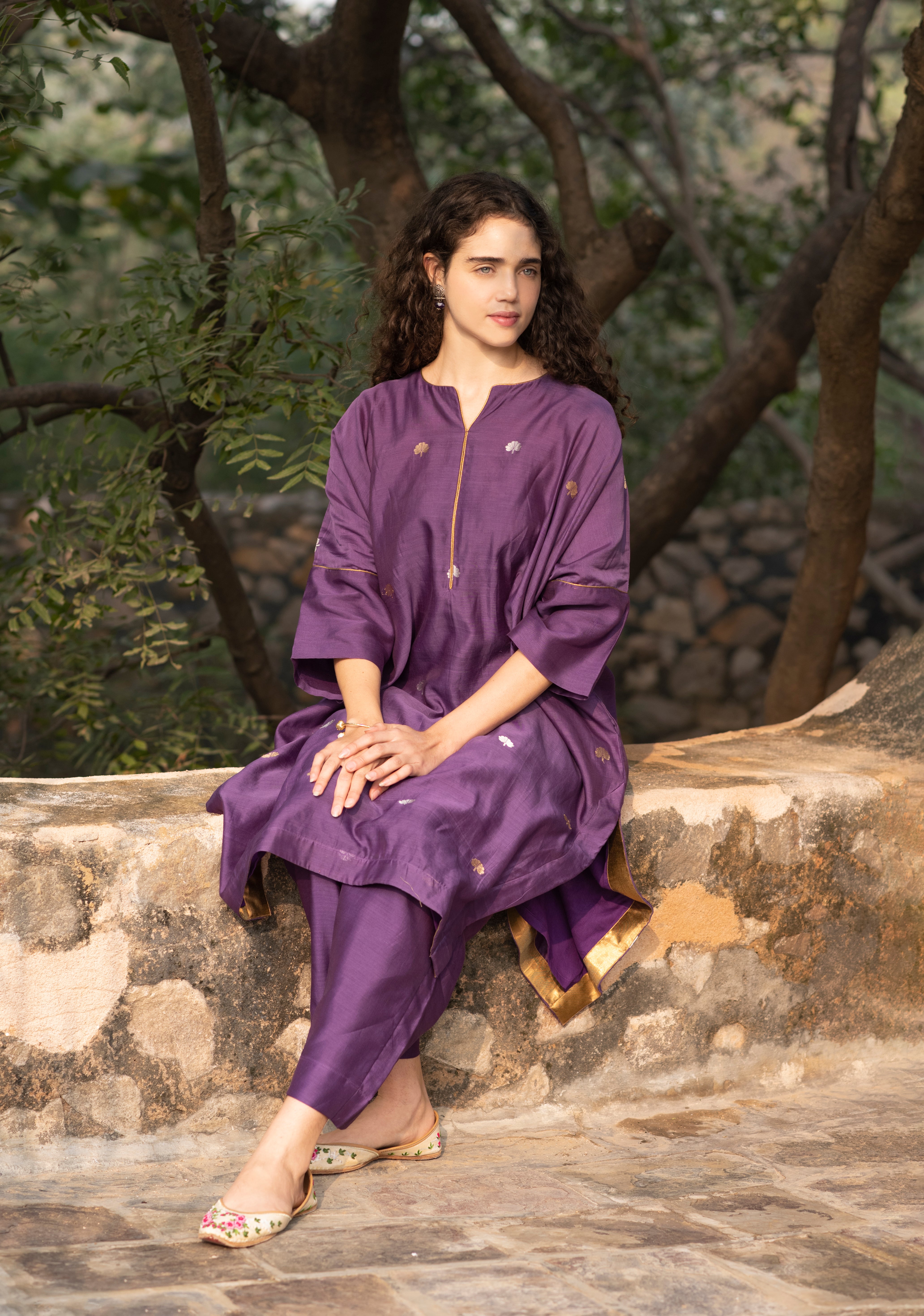 Pure Chanderi silk with Handwoven Zari Motifs