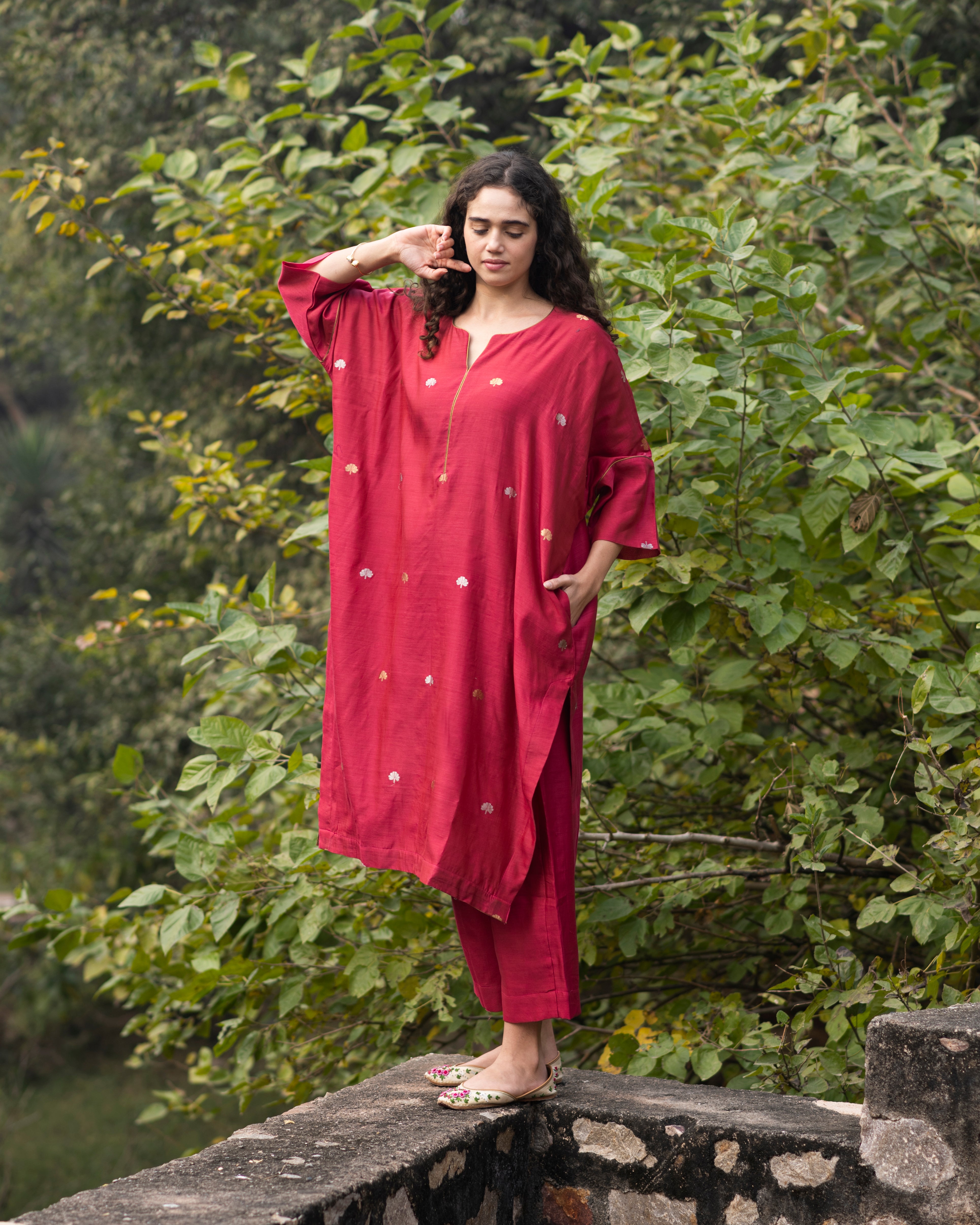 Pure Chanderi Silk With Handwoven Zari Motifs