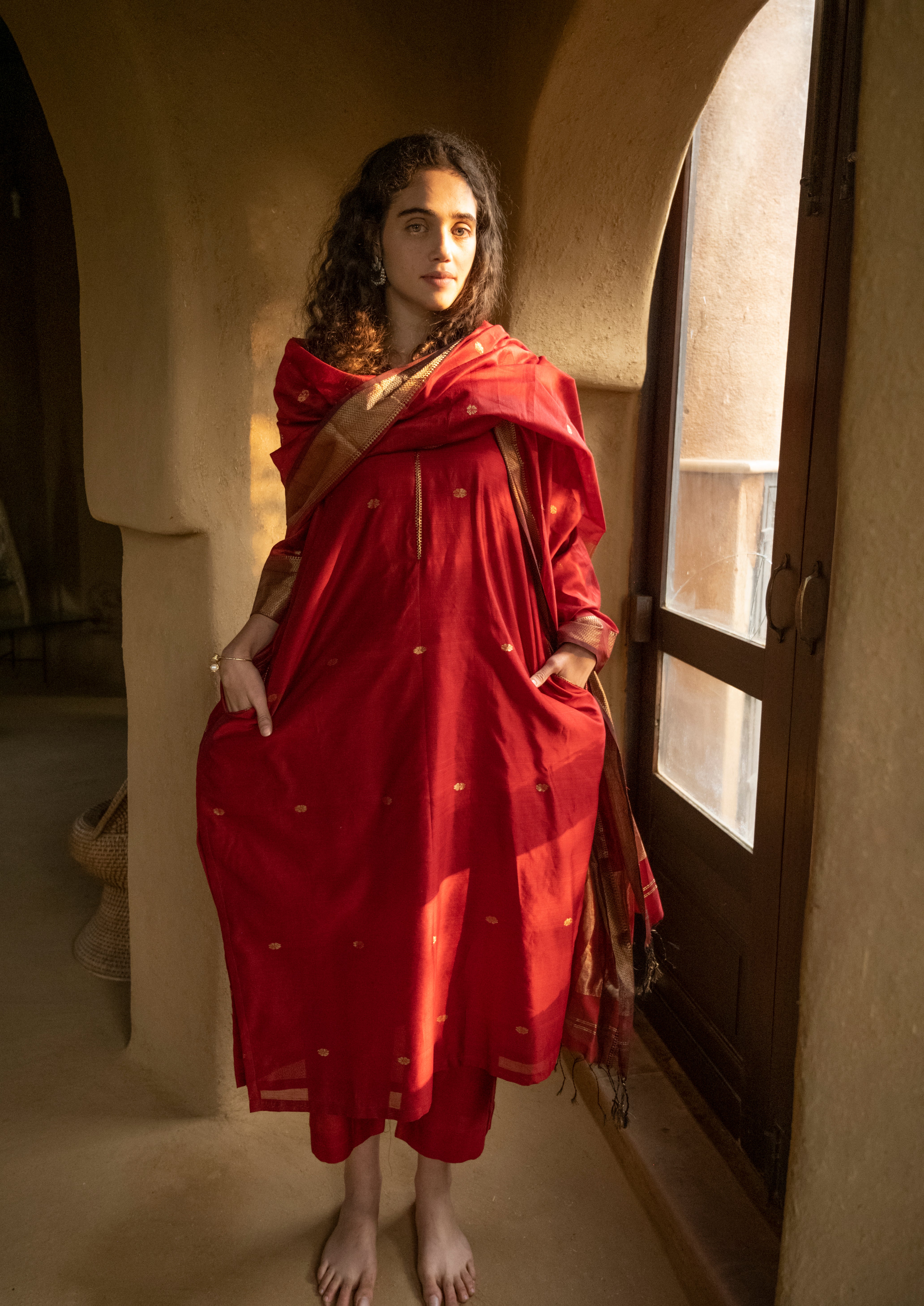 Pure Maheshwari Silk With Handwoven Motifs