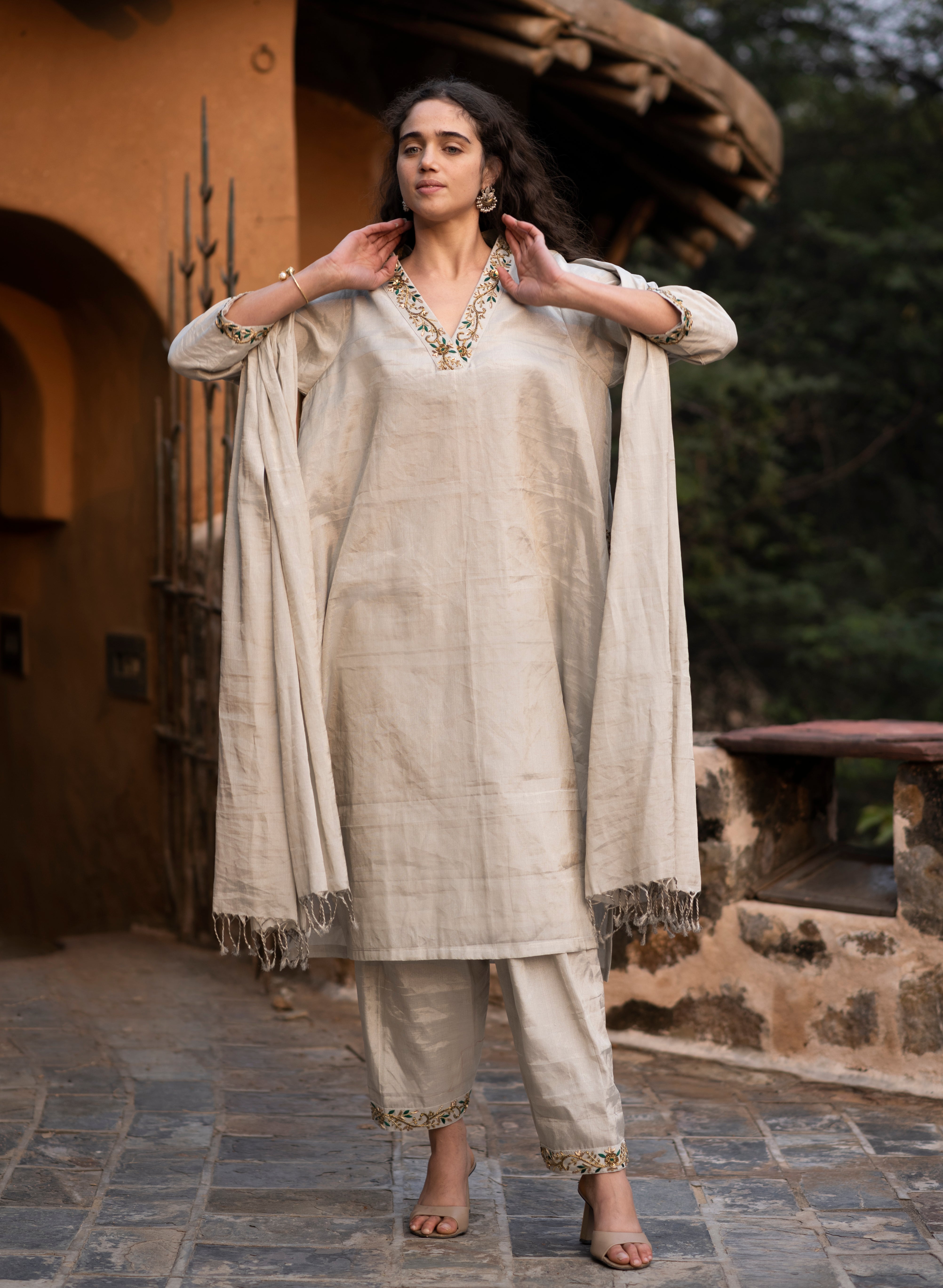 Pure Zari SIlk with Hand Embroidery