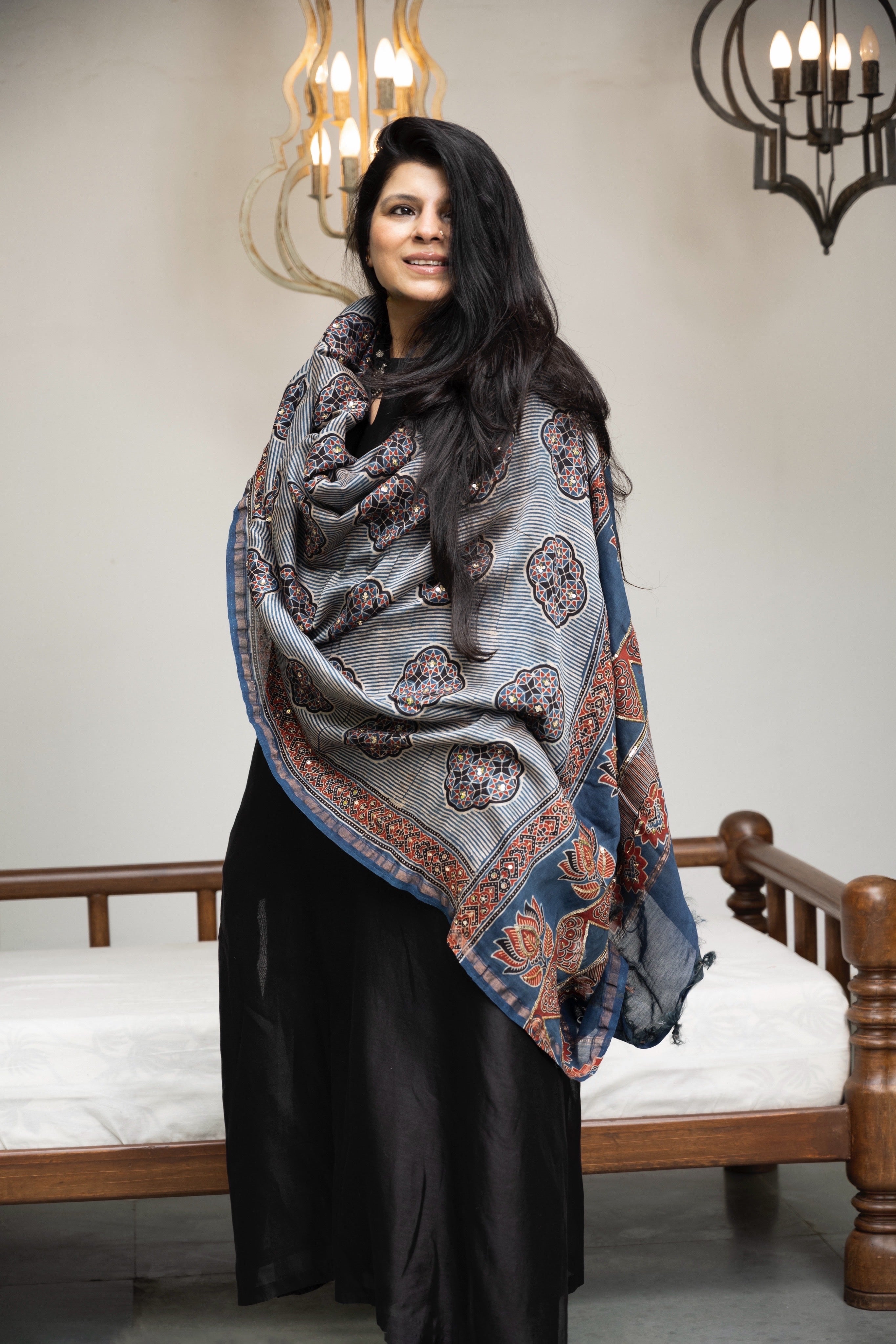 Pure Handloom Silk Ajrakh Set