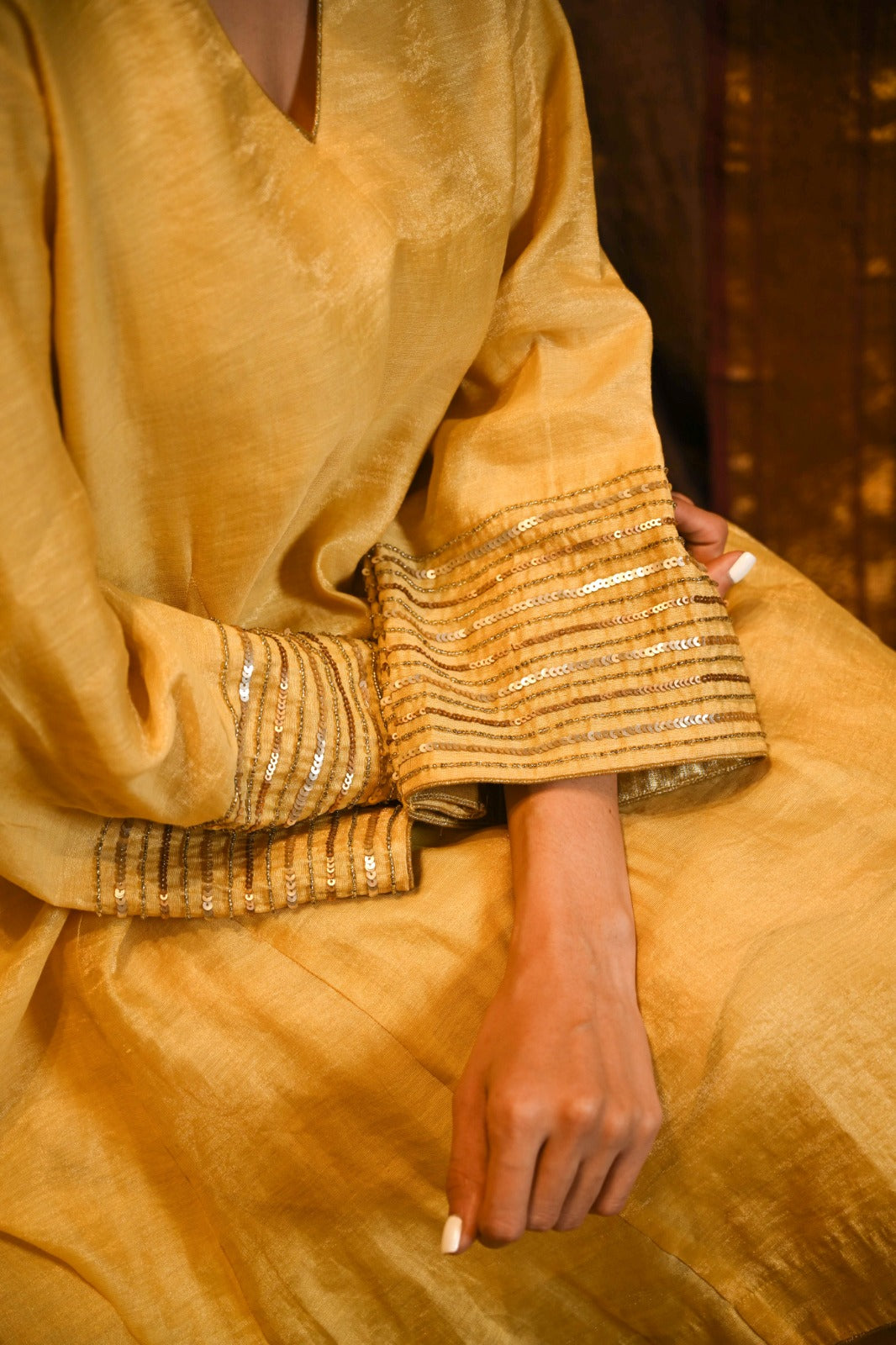 Sunshine Yellow Handloom Tissue Zari Set