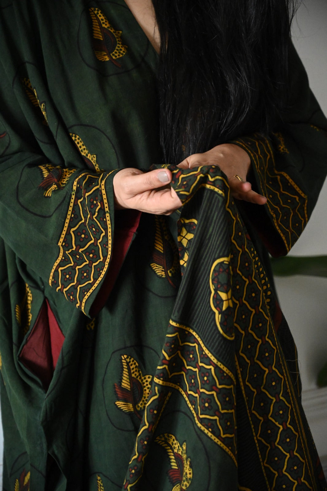 Pure Handloom Ajrakh Set - Green