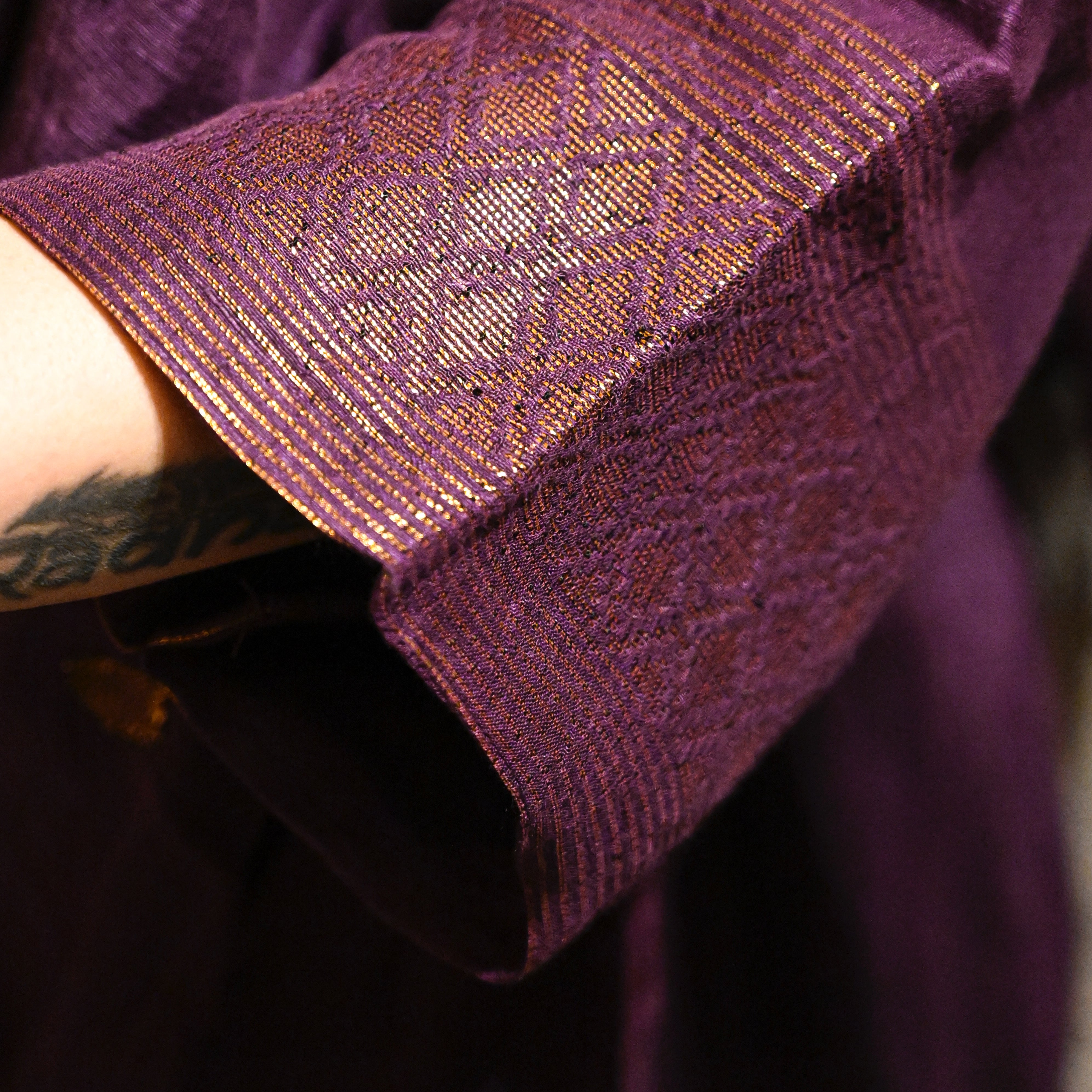 Purple Linen Zari Jamdani | Pure Handwoven Linen | Luxury Indian Occasion Wear