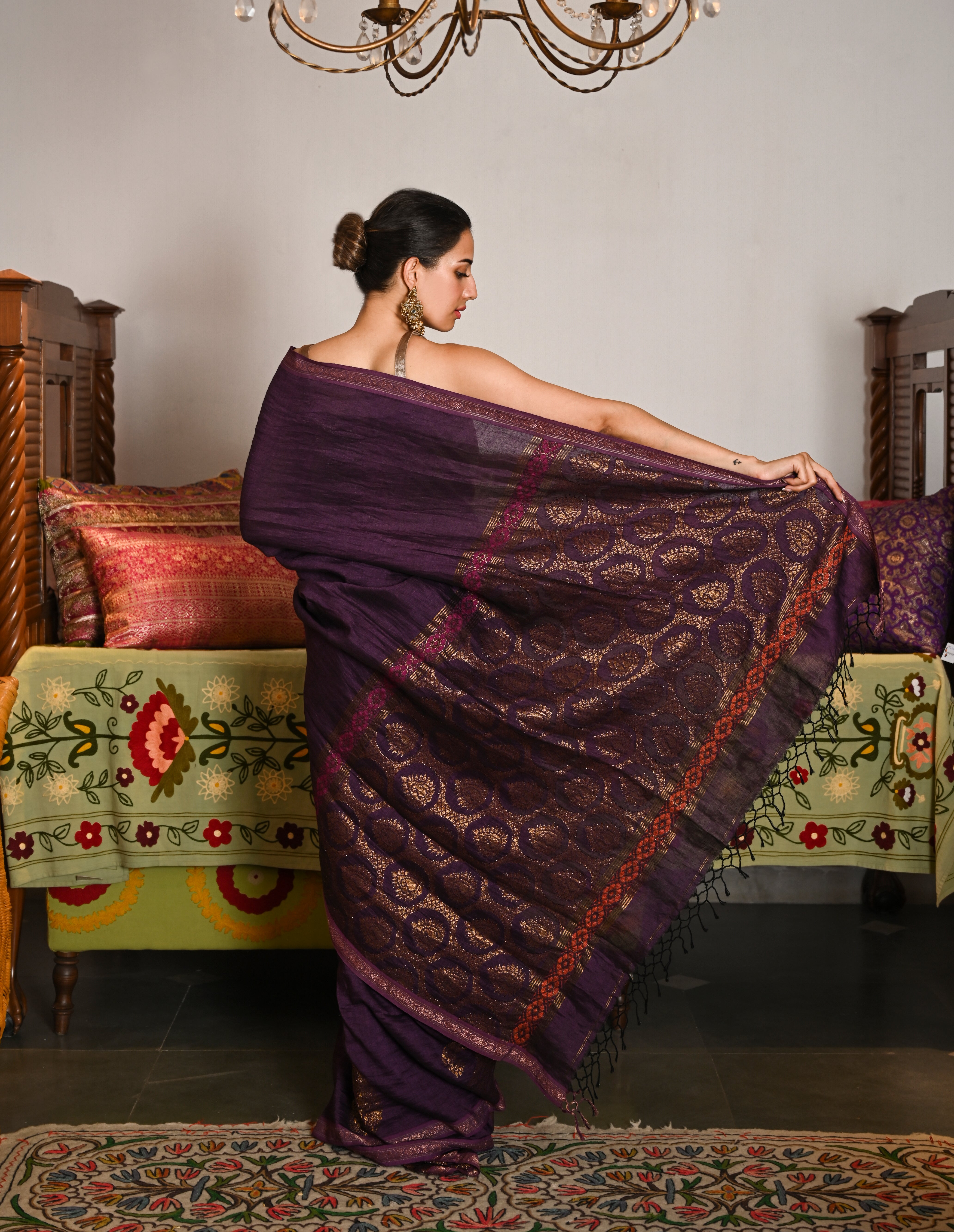 Purple Rajwada Saree
