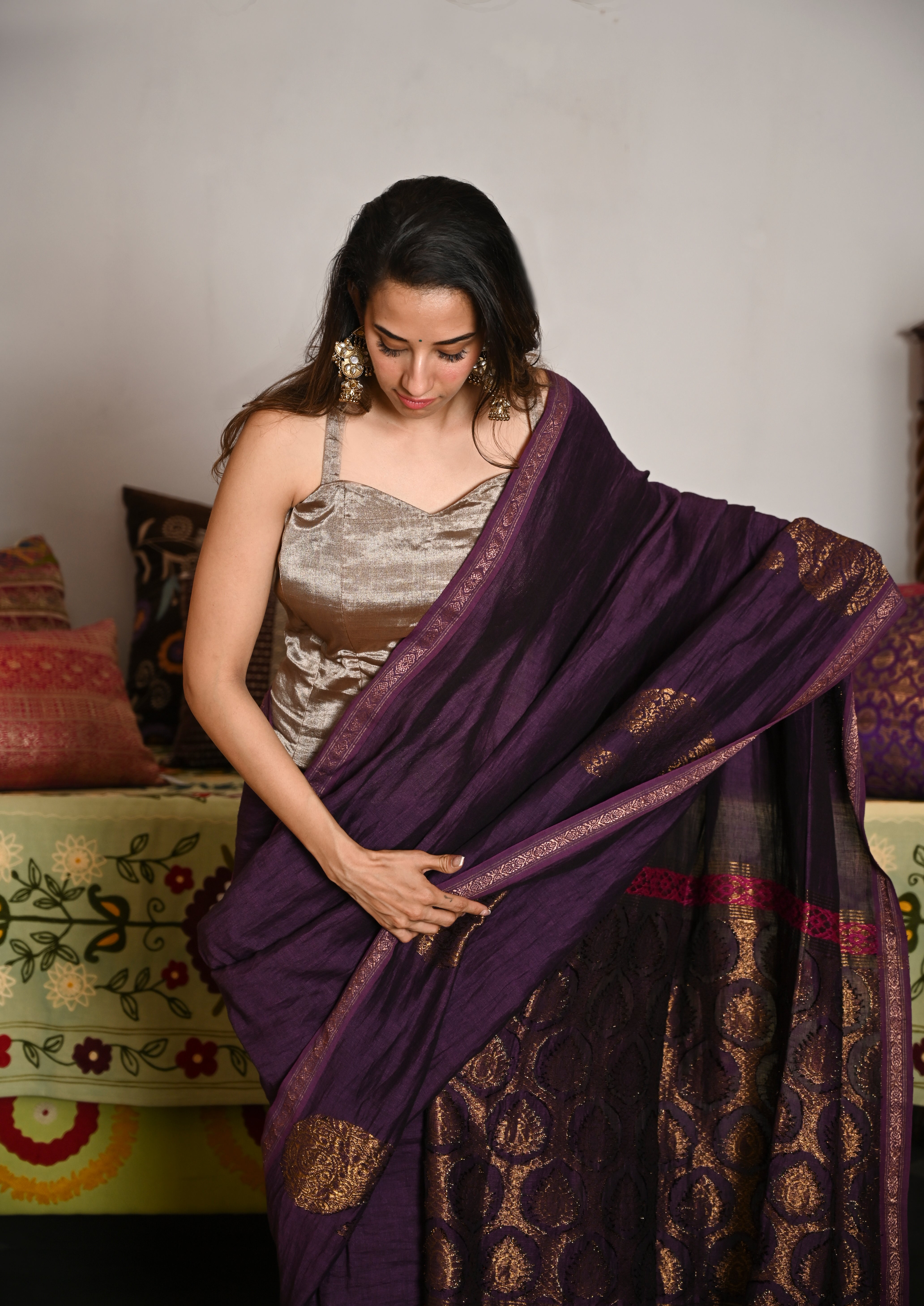 Purple Rajwada Saree