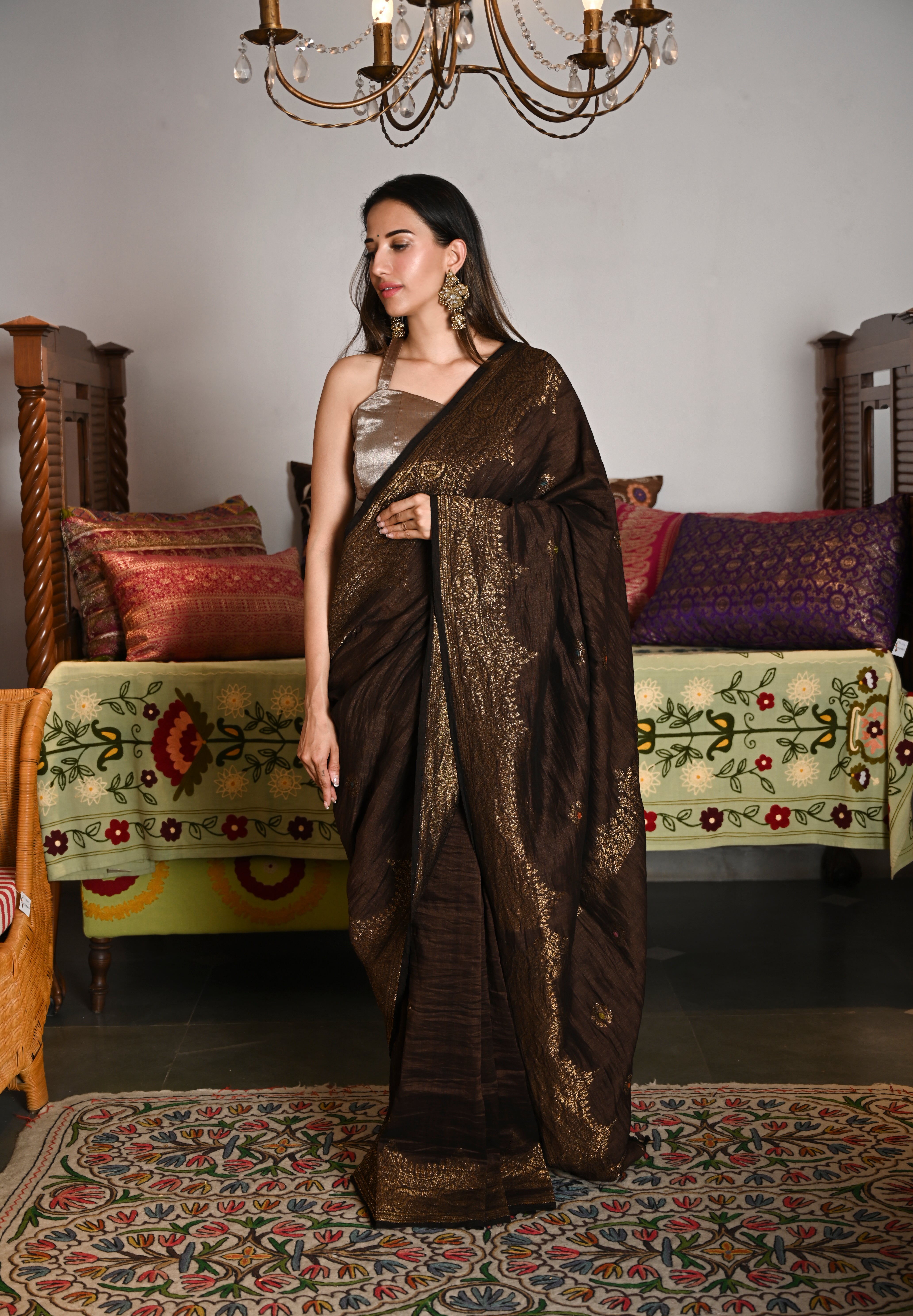 Brown Rajwada Saree