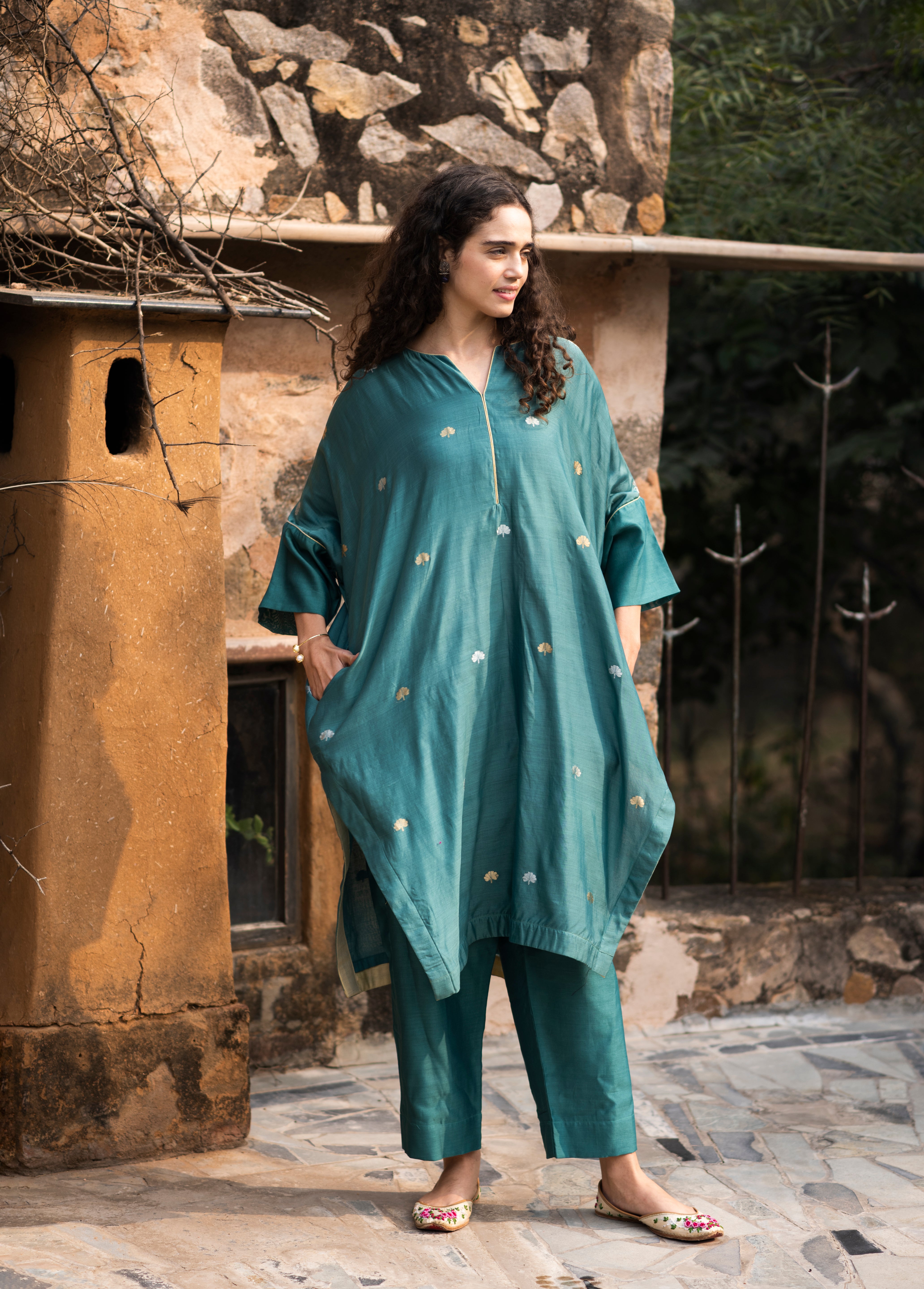 Pure Chanderi Silk With Handwoven Zari Motifs