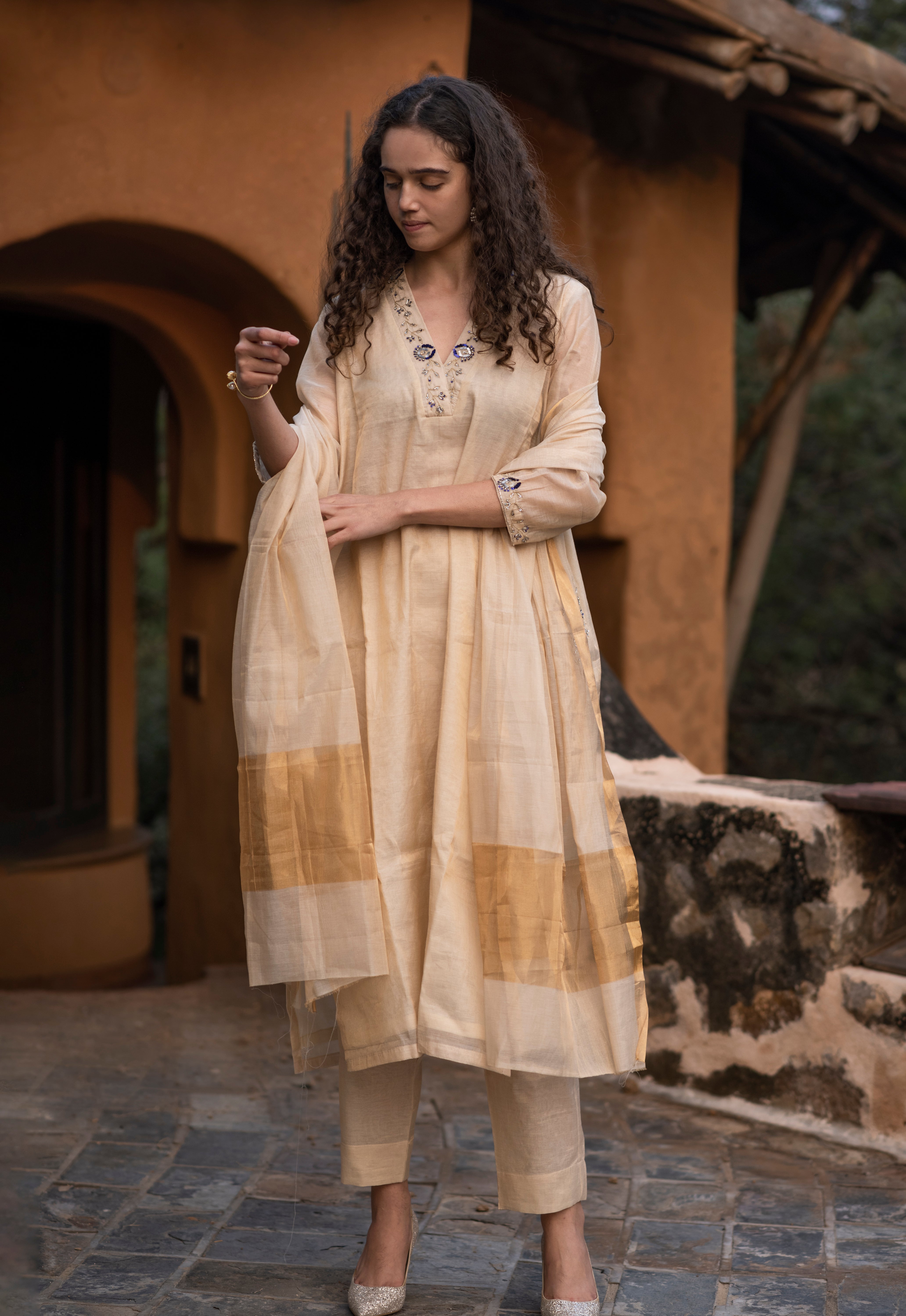 Pure Tissue Zari Silk with Hand Embroidery