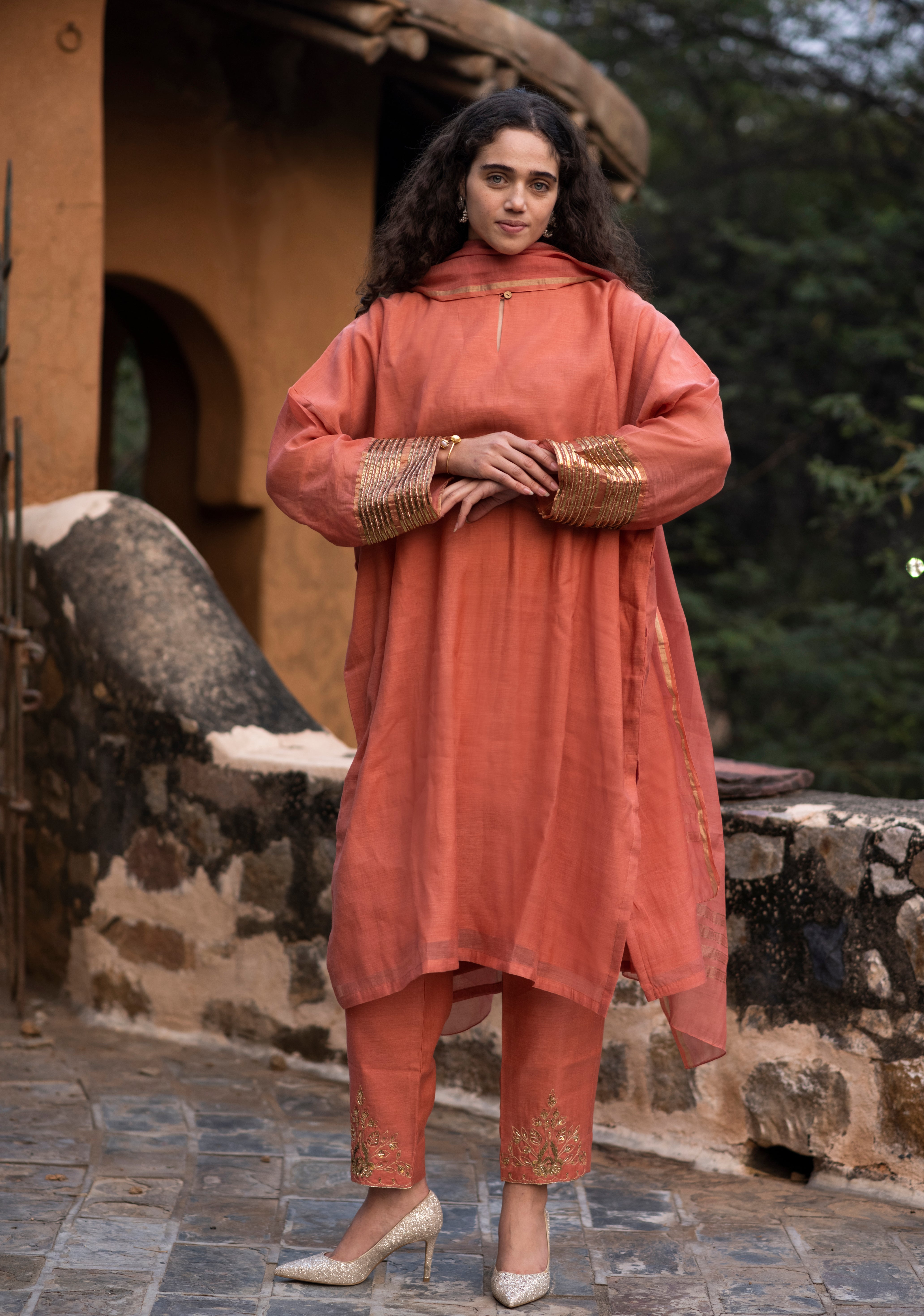 Pure Mul-Chanderi with Hand Embroidery