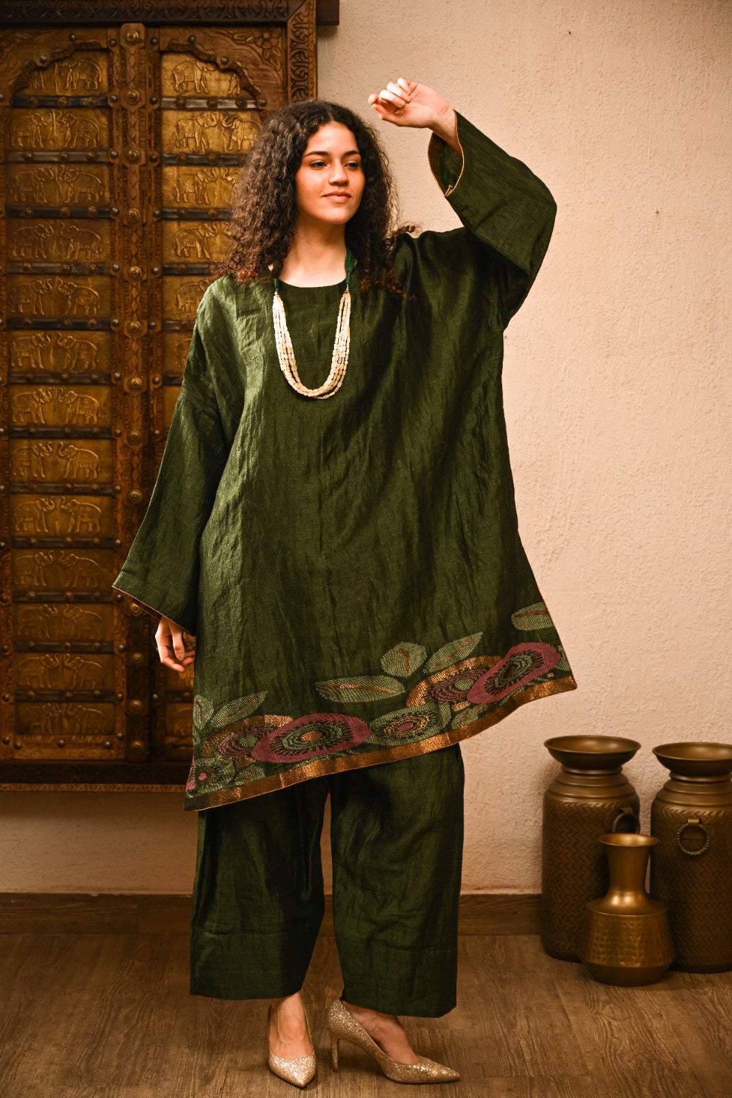 Pure handloom Silk Jamdani Ensemble