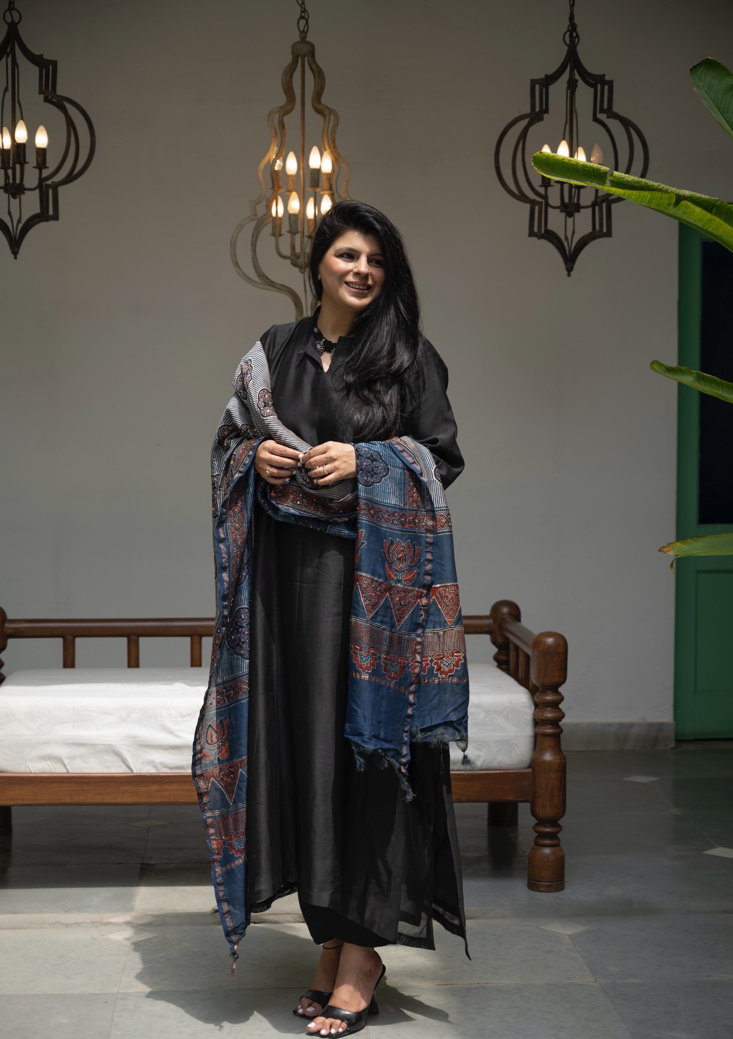 Pure Handloom Silk Ajrakh Set