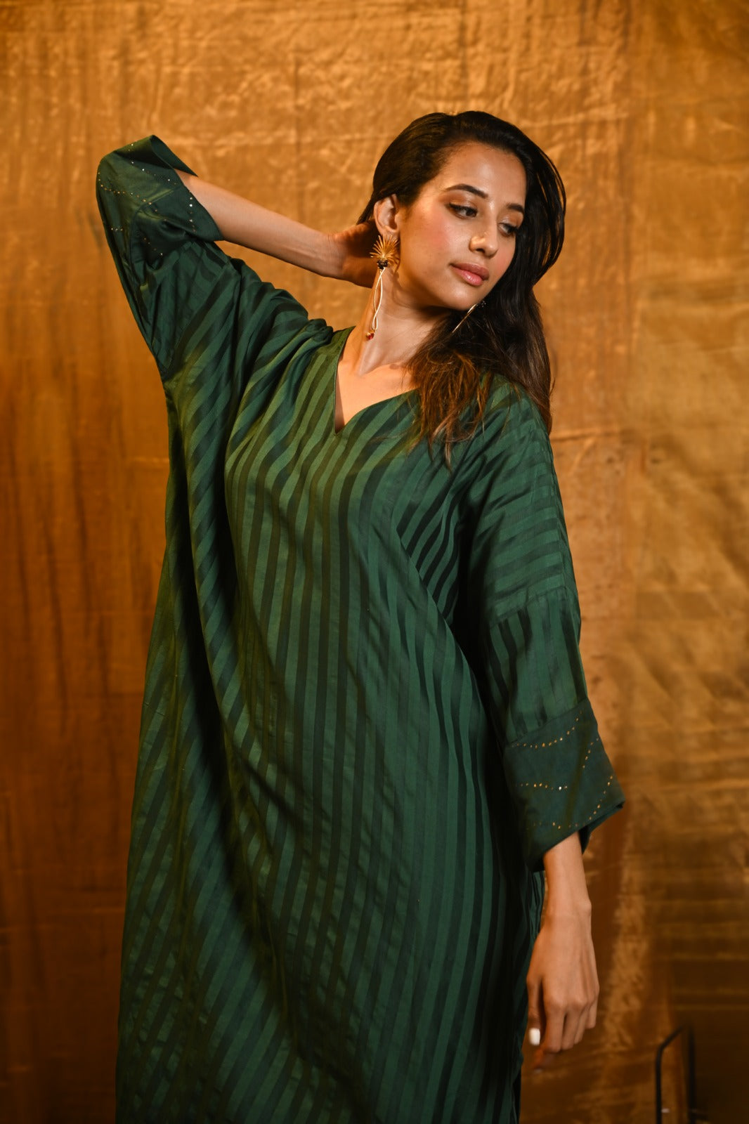 Emerald Green Handloom Silk Chanderi Ensemble