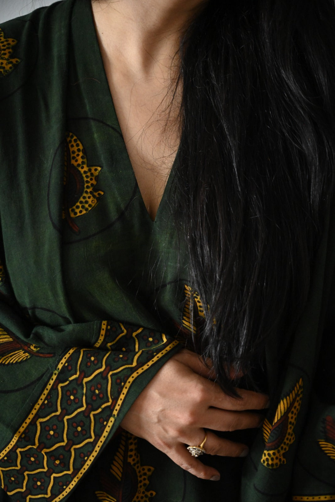 Pure Handloom Ajrakh Set - Green